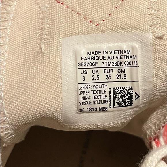 Rare Red Heart Converse size 3Y - Picture 11 of 13